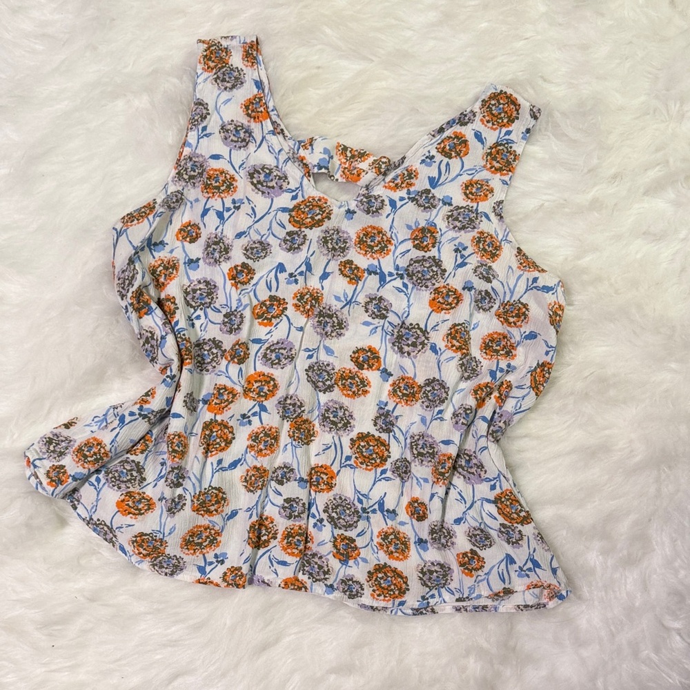 a.n.a Floral Tank Top - Orange and White